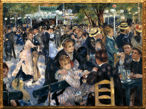 D'après Le Moulin de la Galette, Pierre Auguste Renoir, 1876 apjc. (Marsailly/Blogostelle)