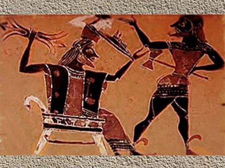 D'après la Naissance de la déesse Athéna, céramique à figures noires, VIIe-VIe siècle avjc, Grèce antique. (Marsailly/Blogostelle)