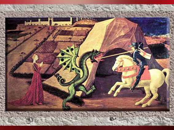 D'après Saint Georges qui transperce le dragon de sa lance, Paolo Uccello, XVe siècle apjc, Renaissance, Italie. (Marsailly/Blogostelle)