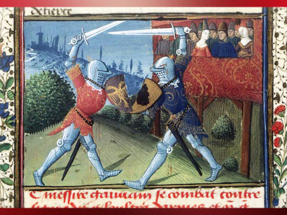 D'après le Roman de Lancelot, 1475 apjc, manuscrit de Jacques d'Armagnac, duc de Nemours, atelier d'Evrard d'Espinques, Ahun, France. (Marsailly/Blogostelle)