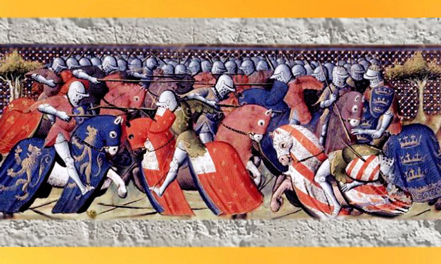 D'après un tournoi de Camelot, Lancelot du Lac, Roman du XIIIe siècle, Manuscrit copié début du XVe siècle, Paris. (Marsailly/Blogostelle)