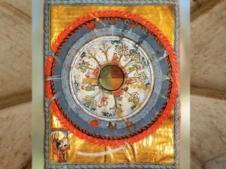 D'après Le Livre des Œuvres Divines (Liber Divinorum Operum), IVe vision, Hildegarde de Bingen (1098-1179), XIIe siècle médiéval. (Marsailly/Blogostelle)