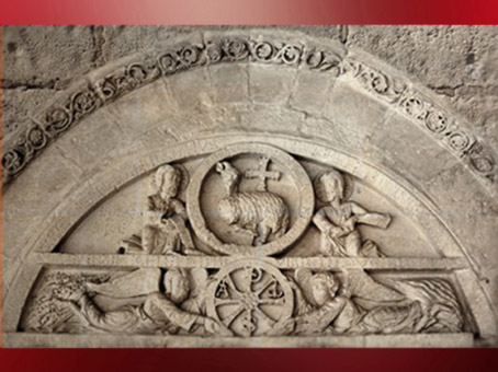 D'après l’Agneau Mystique, les deux Saint Jean et le Chrisme, XIIe siècle, Armentia, Pays Basque Espagnol. (Marsailly/Blogostelle)