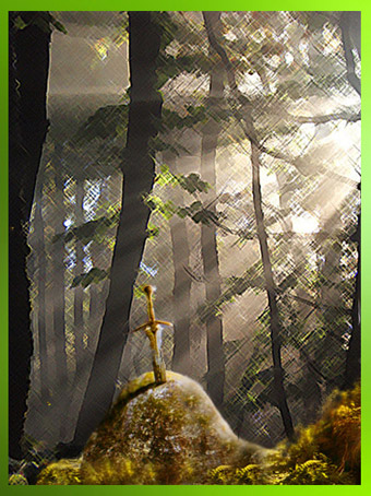 D'après la légendaire épée Excalibur, plantée dans son rocher, cycle Arthurien. (Marsailly/Blogostelle)