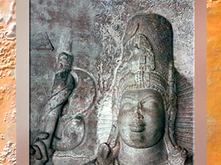 D’après le dieu hindou Shiva et sa hache, Badami, Karnataka, dynastie des Chalukya, VIe-VIIIe siècle, Inde ancienne. (Marsailly/Blogostelle)