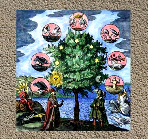 D'après une image alchimique, correspondances métaux et planètes, XVIIe siècle. (Illustration Marsailly/Blogostelle.)