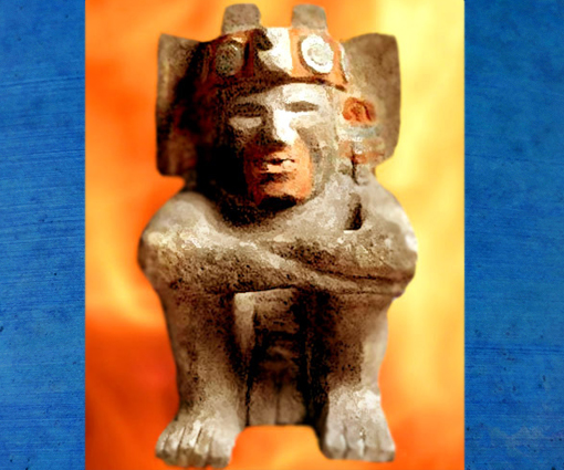 D'après la figure de Xiuhtecuhtli, dieu du Feu, Mexico. Mésoamérique. (Marsailly/Blogostelle)
