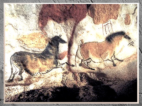 D'après des chevaux et signes, grotte de Lascaux, vers 18 grotte de Lascaux, vers 18 000 avjc, Magdalénien, Dordogne, France, Paléolithique supérieur. (Marsailly/Blogostelle)