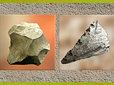 D'après un éclat Levallois et une pointe Levallois, outils en silex, paléolithique. (Marsailly/Blogostelle)