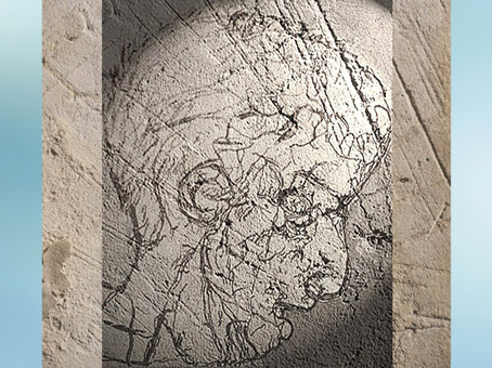 D'après un portrait d'homme, grotte de La Marche, vers 14 000 avjc, Poitou, France, magdalénien, paléolithique supérieur. (Marsailly/Blogostelle)