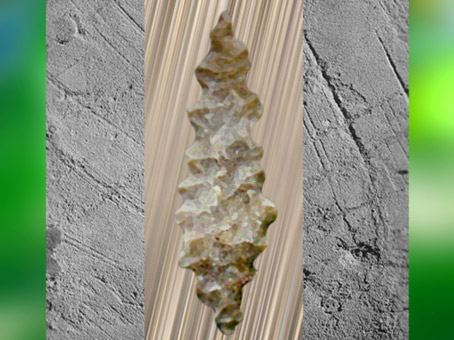 D'après une pointe denticulée, dite feuille de laurier, silex taillé, vers 20 000-18 000 ans avjc, Solutréen, Solutréen, paléolithique supérieur. (Marsailly/Blogostelle)