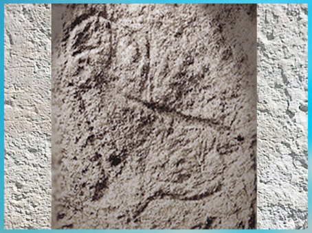 D'après un bouquetin, gravure rupestre, grotte de Pair-Non-pair, Gironde, France, aurignacien, paléolithique supérieur. (Marsailly/Blogostelle) 