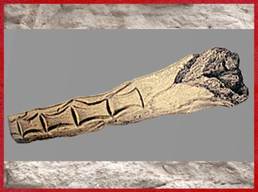 D'après un bâton gravé (de commandement?), à motifs géométriques, bois de renne, magdalénien, paléolithique supérieur. (Marsailly/Blogostelle)