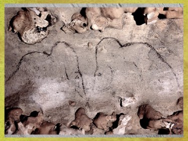 D'après des mammouths affrontés, Rouffignac, vers 13 000-10 000 ans avjc, Magdalénien, Périgord, France, paléolithique supérieur. (Marsailly/Blogostelle)