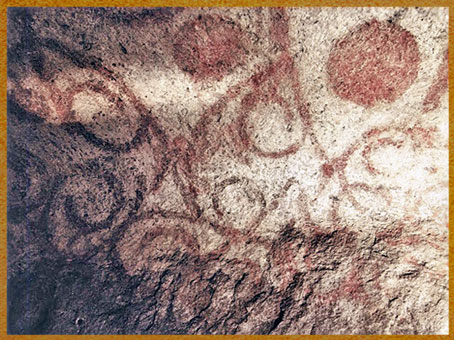 D'après l'hypogée de Hal Saflieni, peintures pariétales, IVe -IIIe millénaire avjc, Malte, néolithique. (Marsailly/Blogostelle)