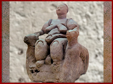 D'après une Déesse-Mère, terre cuite, VIe millénaire avjc, Çatal Hüyük, Anatolie, Levant, Orient ancien, néolithique. (Marsailly/Blogostelle)