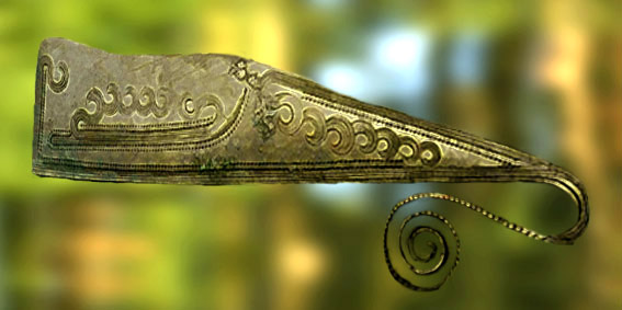 D'après un rasoir nordique, bronze, gravé d'un bateau, Allemagne, âge du Bronze. (Marsailly/Blogostelle)