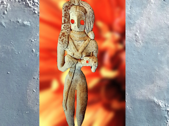 D'après une maternité, statuette en terre cuite, Mehrgarh, vers 2800-2600 avjc, civilisation de l'Indus, Pakistan actuel, période Néolithique, Inde ancienne. (Marsailly/Blogostelle)