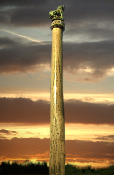 D'après la colonne gravée de Laurya, Nandangarh, IIIe siècle avjc, Nord, style Maurya, Inde ancienne. (Marsailly/Blogostelle)