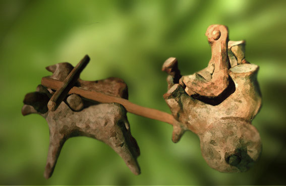 D'après un attelage façonné en terre cuite, Harappa, vers 2500-1800 avjc, civilisation de l'Indus, Inde ancienne. (Marsailly/Blogostelle)