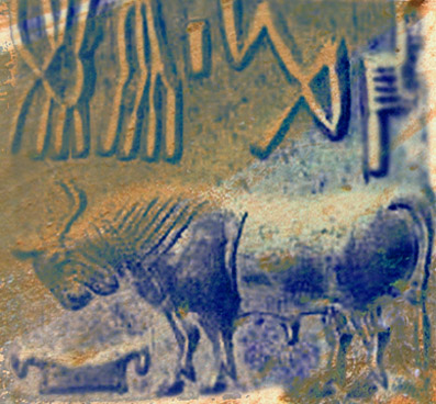 D’après un sceau orné d’un taureau, vers 2300 - 1800 avjc, civilisation de l'Indus. (Marsailly/Blogostelle)