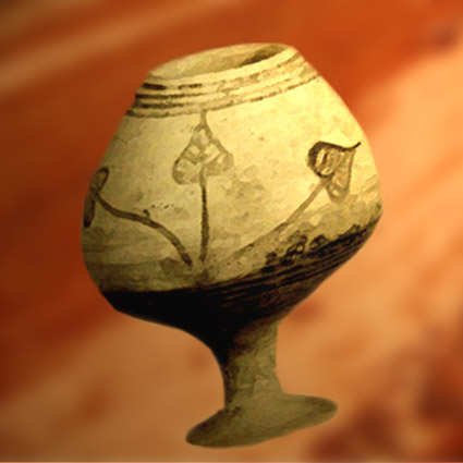 D'après un vase peint, motif pipal, vers 2500-2300 avjc, civilisation de l'Indus, Inde ancienne. (Marsailly/Blogostelle)