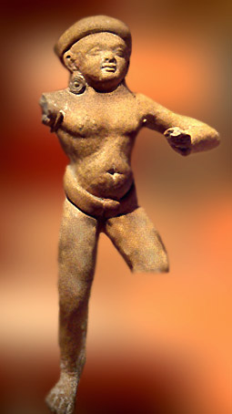 D'après une sculpture masculine, pierre polie, IIIe et IIe siècle avjc, Nord, style Maurya, Inde ancienne. (Marsailly/Blogostelle)