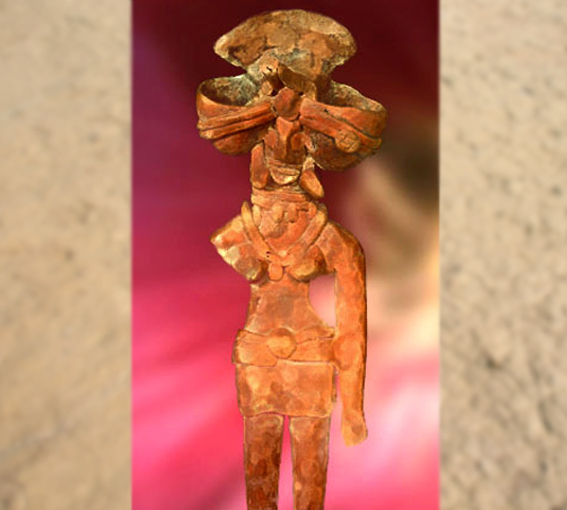 D'après une statuette féminine, Mohenjo-Daro, vers 2500-1800 avjc, civilisation de l'Indus. (Marsailly/Blogostelle)