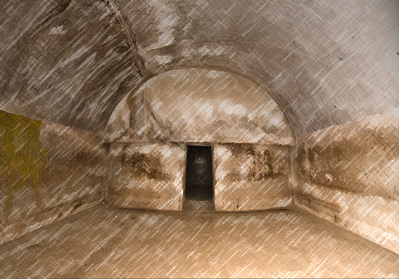 D'après la caverne voûtée la Sudama, mont Barâbar, Nord, époque Maurya, Inde ancienne. (Marsailly/Blogostelle)