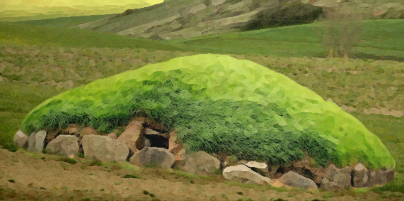 D'après l'image d'un tumulus, monument funéraire de l'Âge du Fer. (Marsailly/Blogostelle.)