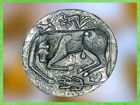 D'après un bovidé, chaudron de Gundestrup, métal or et argent, Ier siècle avjc, Danemark, art celte. (Marsailly/Blogostelle)