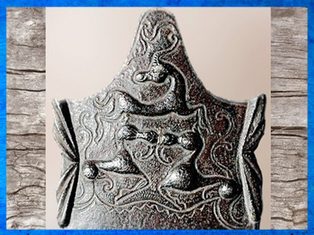 D'après le décor d'un fourreau d'épée, fer forgé, vers 300 -100 avjc, La Tène, Neuchâtel, deuxième âge du Fer, art Celte. (Marsailly/Blogostelle)