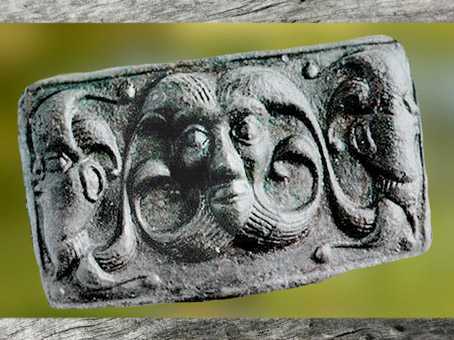 D'après un élément de char, bronze moulé, style plastique, vers 300-250 avjc, tombe d'Orval, Manche, La Tène, Gaule celtique, âge du Fer. (Marsailly/Blogostelle)