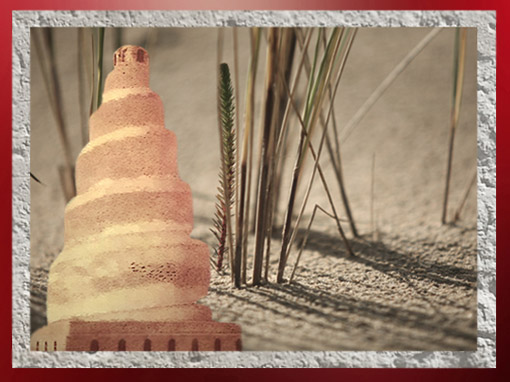 D'après la grande mosquée de Samarra construite en spirale, IXe siècle apjc, Irak actuel, art Abbasside. (Marsailly/Blogostelle)