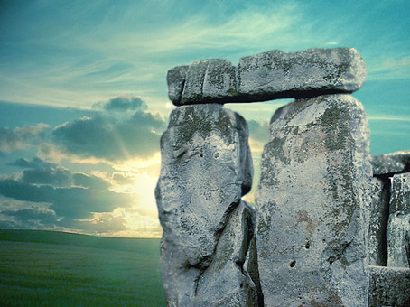 D'après les mégalithes de Stonehenge, Grande-Bretagne, période Néolithique. (IMarsailly/Blogostelle)