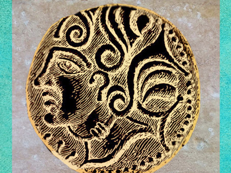 D'après le statère de Diviciacus, roi des Suessions, Ier siècle avjc, région de Soissons, Gaule celtique. (Marsailly/Blogostelle)