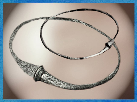 D'après des torques en bronze, à tampons, Picardie, Gaule Celtique, âge du Fer. (Marsailly/Blogostelle)