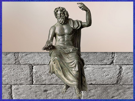 D'après Zeus-Jupiter et son Foudre spiralé, inspiré d’un original grec de Phidias (Ve siècle avjc), bronze romain, Ier-IIe siècle apjc, époque romaine. (Marsailly/Blogostelle)