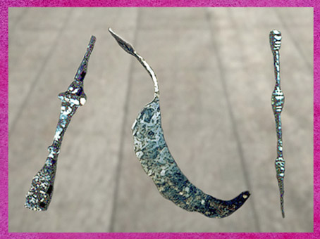 D'après des objets de toilette, pinces et rasoir en fer, Ve-IVe siècles avjc, Picardie, La Tène, Gaule celtique. (Marsailly/Blogostelle)