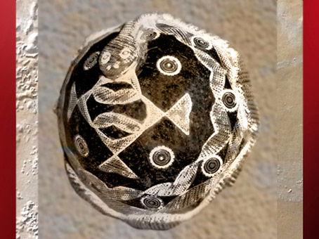 D'après un maracas, argile, Djenne, Mali, art africain, serpent. (Marsailly/Blogostelle)