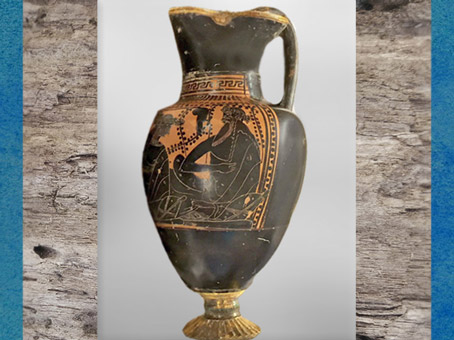 D'après une oenochoé grecque, Dionysos, tombe de Lavau, France, âge du Fer. (Marsailly/Blogostelle)