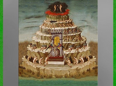 D’après le Mont du Purgatoire, Divine Comédie de Dante Alighieri, de Domenico di Michelino, 1465, Florence, XVe siècle, Renaissance italienne. (Marsailly/Blogostelle)