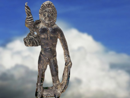 D'après le dieu gaulois Taranis et sa roue, bronze, Ier siècle, Haute Marne, France, Gaule Romaine (Marsailly/Blogostelle)