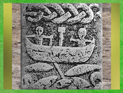 D'après une embarcation, rivière, entrelacs, mythologie nordique, scène de pêche miraculeuse ou passage. (Marsailly/Blogostelle)