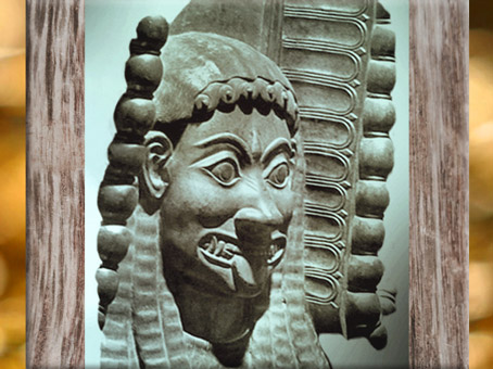 D'après la Gorgone du cratère de Vix, tombe celte de Vix, Ve siècle avjc, Bourgogne, fin Hallstatt-La Tène, âge du Fer. (Marsailly/Blogostelle)