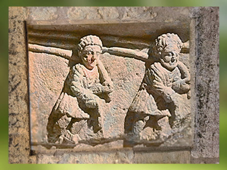 D'après les esclaves du nautonier, Haleurs de la Durance, stèle funéraire, Ier siècle apjc, Vaucluse, Gaule Romaine. (Marsailly/Blogostelle)