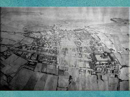 D'après une vue supposée de la cité portuaire de Noviogorum, Barzan, Charente maritime, Gaule Romaine, France. (Marsailly/Blogostelle)