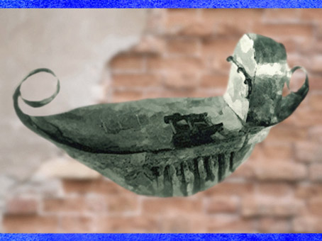 D'après un navire miniature, tôle d'argent, IIIe siècle, Gaule Romaine, France. (Marsailly/Blogostelle)