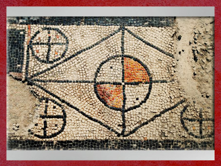 D’après les mosaïques d’Uzès, antique Ucetia, motifs géométriques, Ier siècle avjc, Gard, France, Gaule Romaine. (Marsailly/Blogostelle)