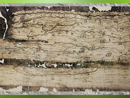 D’après la Gaule, Table de Peutinger, copie médiévale d’une carte romaine antique du IVe siècle réalisée vers 350, Gaule Romaine. (Marsailly/Blogostelle)